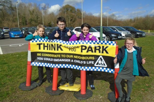 Mead school think before you park school parking banners