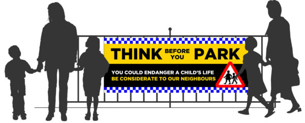 Think before you park banner